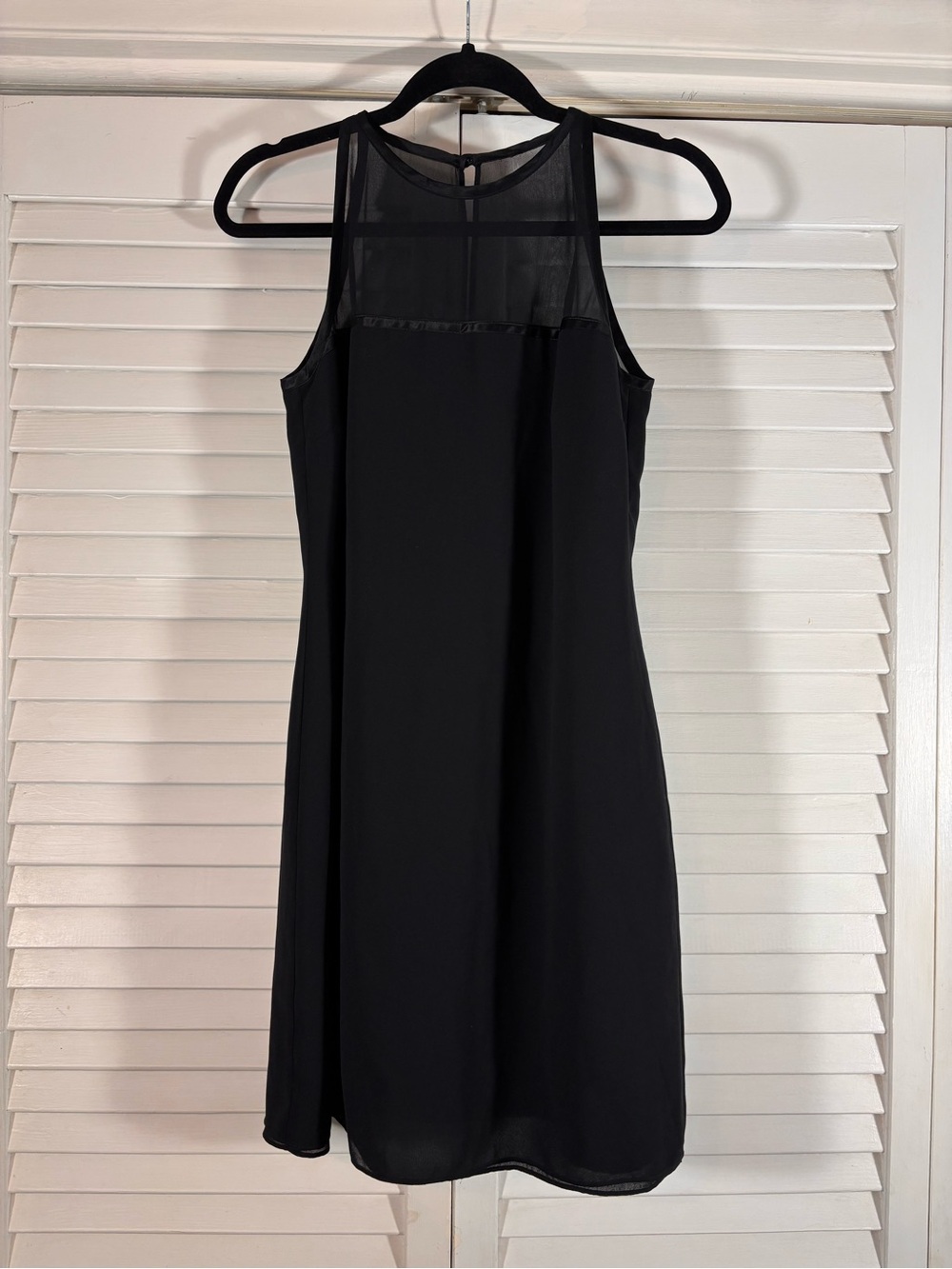 Vintage Ann Taylor Black High Neck Sheer Silk Yoke Dress Size 4